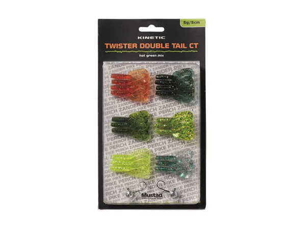 Bild på Kinetic Twister Double Tail CT Hot Green Mix 5cm