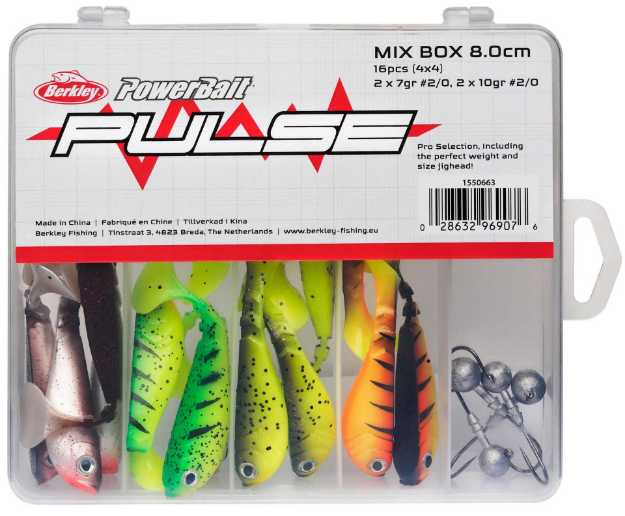 Bild på Berkley Pulse Shad MixBox With Jigheads 8cm (16 pack)