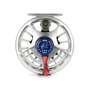 Bild på Seigler Saltwater SF (Small Fly #6-9) Silver/Red and Blue Handle & Lever